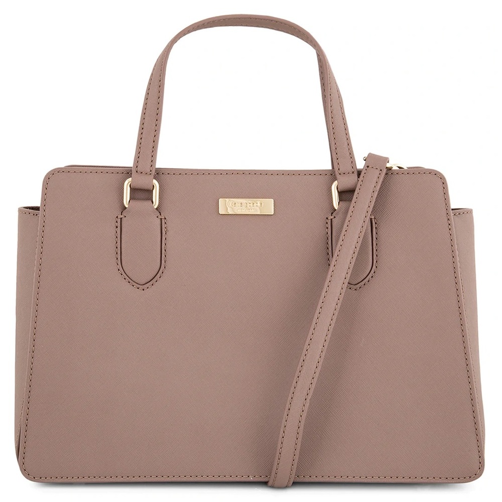 kate spade Mauve Taupe Crossbody Satchel with Gold Hardware